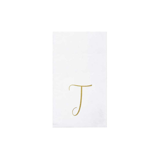 Gold Monogram Guest Towels - T (Pack of 20)