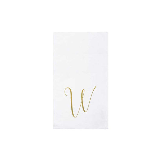 Gold Monogram Guest Towels - W (Pack of 20)