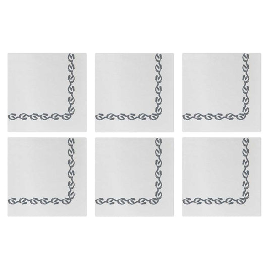 Florentine Gray Cocktail Napkins (Pack of 20) - Set of 6