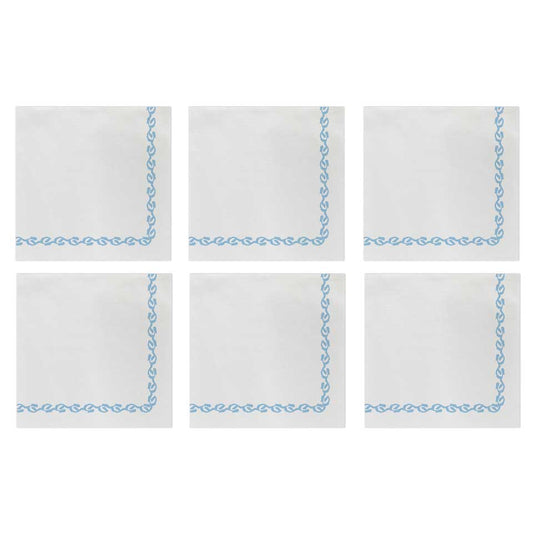 Florentine Light Blue Cocktail Napkins (Pack of 20) - Set of 6