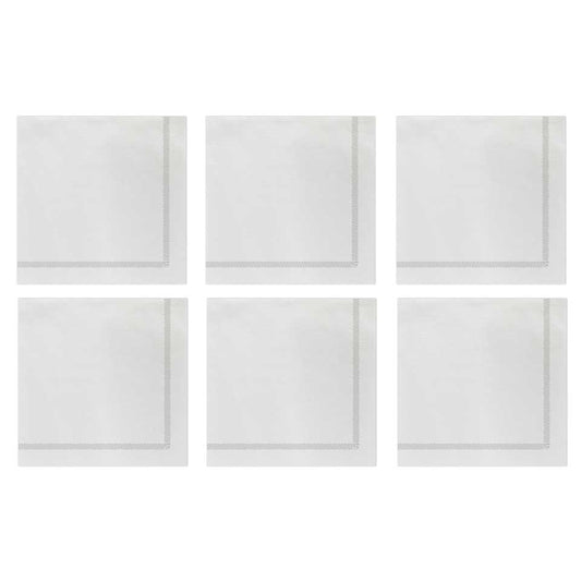 Fringe Light Gray Cocktail Napkins (Pack of 20) - Set of 6