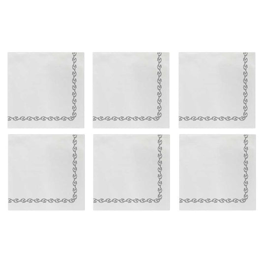 Florentine Light Gray Cocktail Napkins (Pack of 20) - Set of 6