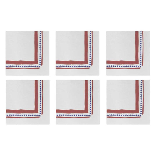 Campagna Red Cocktail Napkins (Pack of 20) - Set of 6