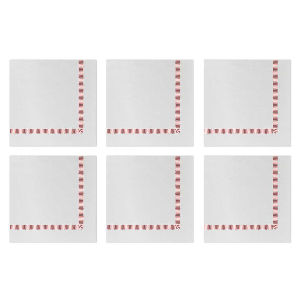 Fringe Red Cocktail Napkins (Pack of 20) - Set of 6