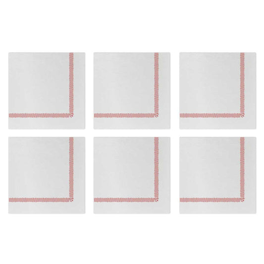 Fringe Red Cocktail Napkins (Pack of 20) - Set of 6
