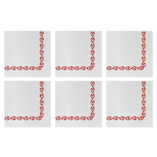 Florentine Red Cocktail Napkins (Pack of 20) - Set of 6