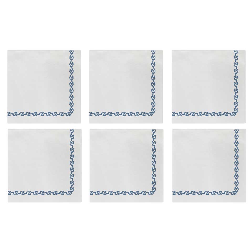 Florentine Blue Cocktail Napkins (Pack of 20) - Set of 6