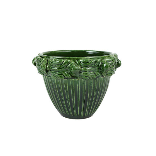 Green Acanthus Leaf Small Cachepot