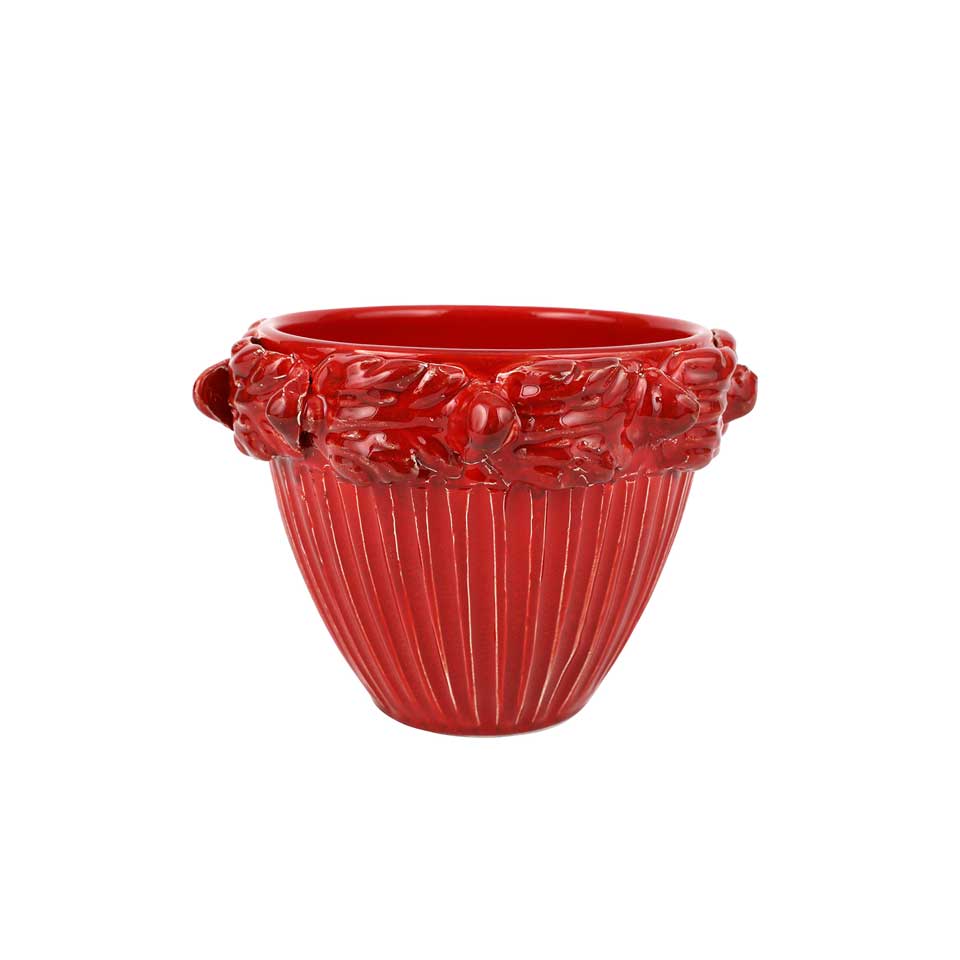 Red Acanthus Leaf Small Cachepot