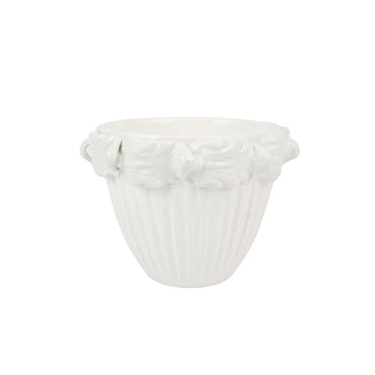 White Acanthus Leaf Small Cachepot