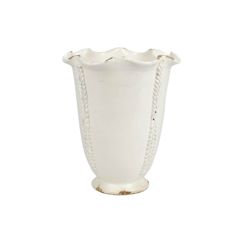 Linen Tall Planter with Vines