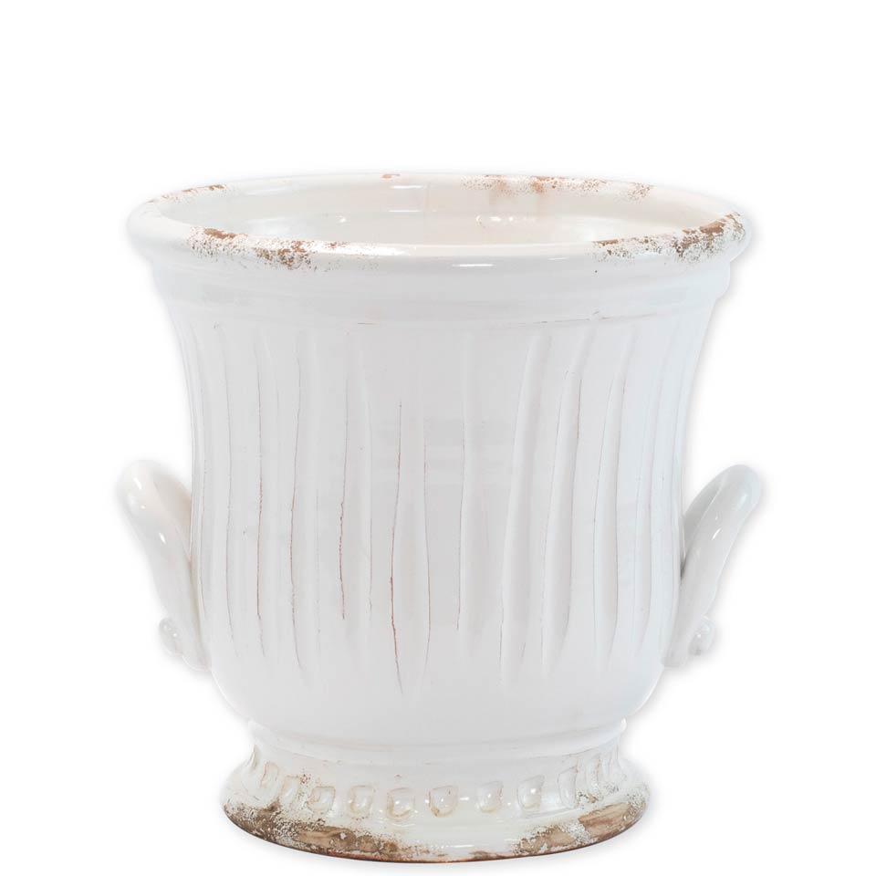White Medium Handled Cachepot