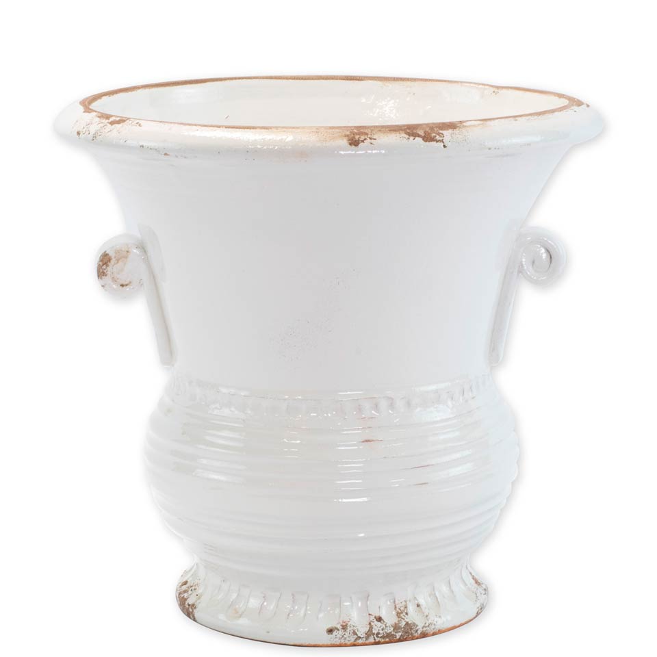 White Medium Flair Planter w/ Emblem