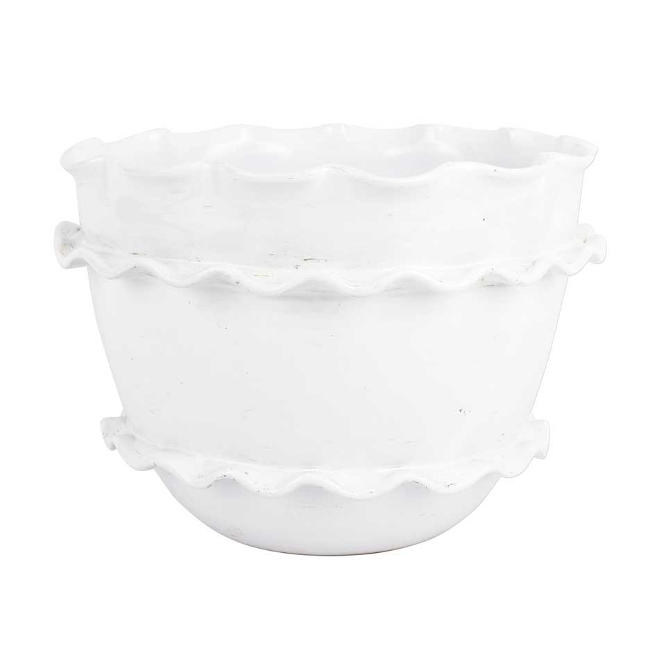 White Ruffle Round Planter