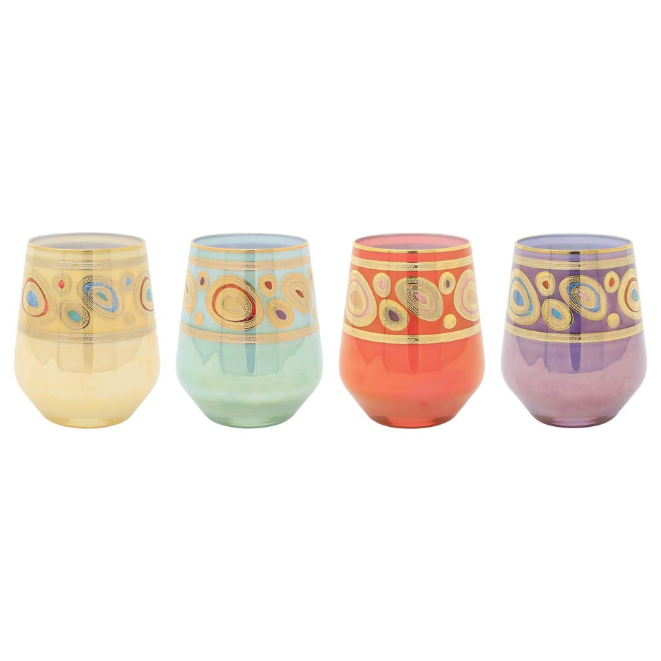 Assorted Stemless Wine Glasses - Set of 4