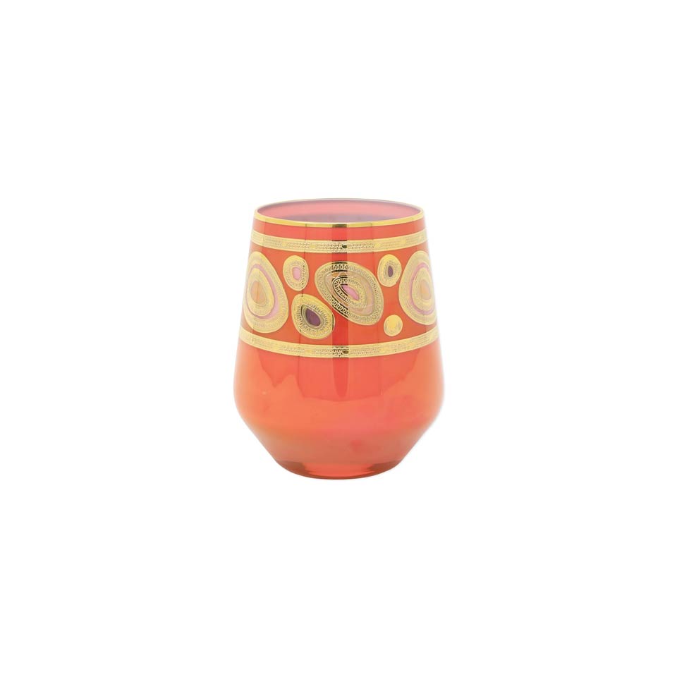 Orange Stemless Wine Glass