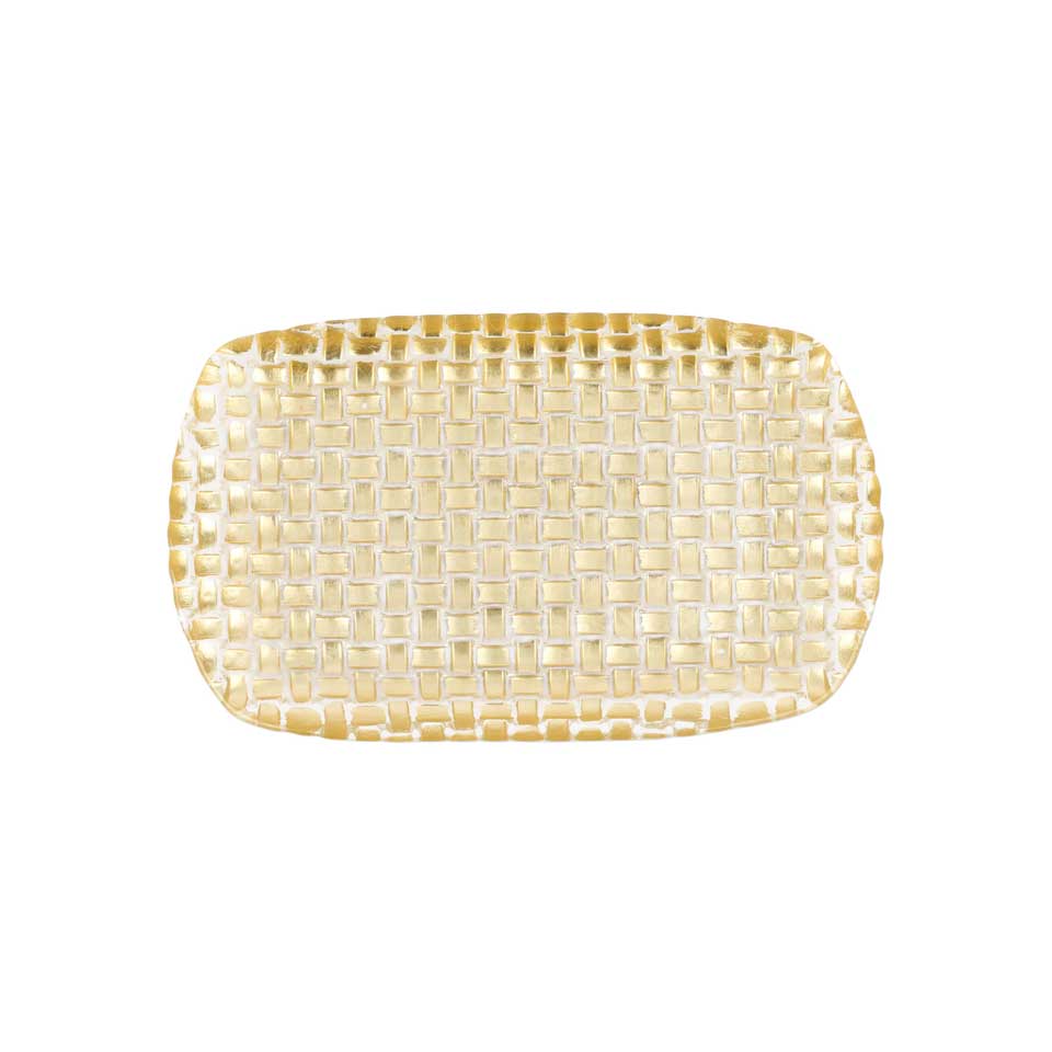 Gold Basketweave Rectangular Tray