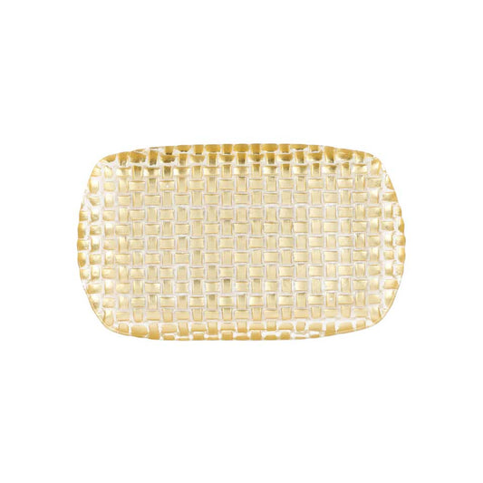Gold Basketweave Rectangular Tray