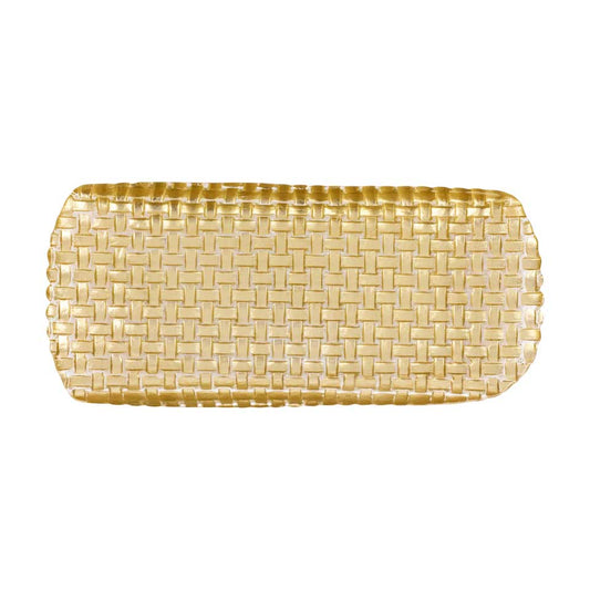 Gold Basketweave Large Rectangular Tray