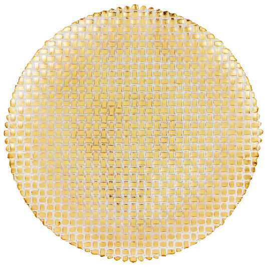 Gold Basketweave Large Round Platter