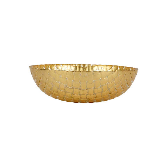 Gold Basketweave Small Serving Bowl