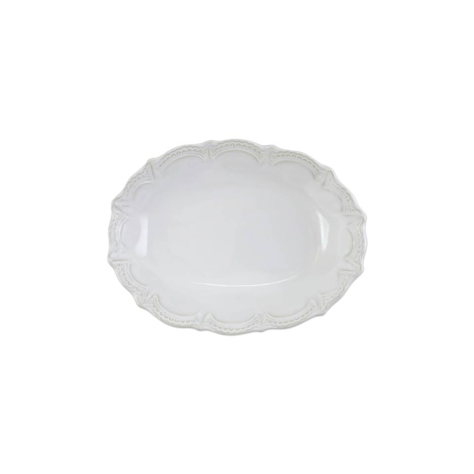 White Lace Small Oval Bowl