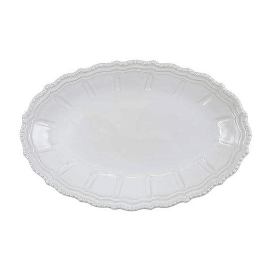 White Baroque Large Oval Shallow Bowl