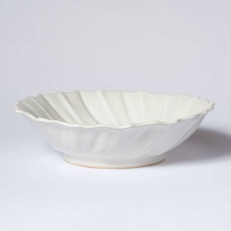 White Ruffle Large Bowl