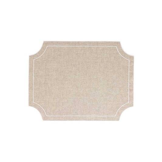Natural Rectangular Placemats with White Stitching - Set of 4
