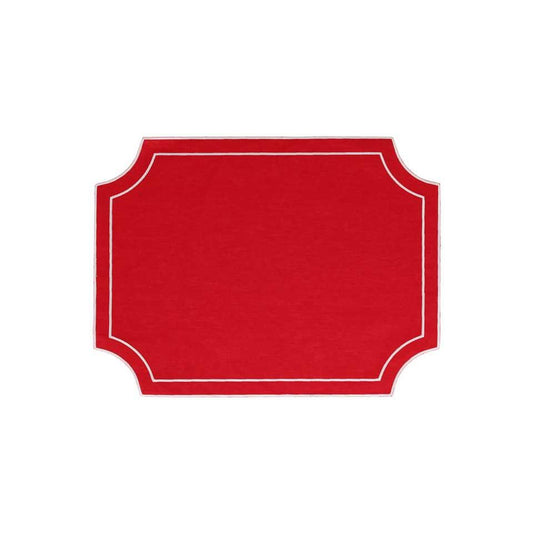 Red Rectangular Placemats with White Stitching - Set of 4