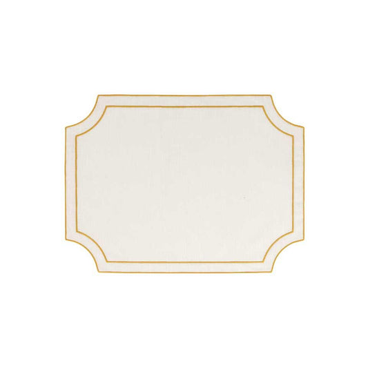 White Rectangular Placemats with Gold Stitching - Set of 4