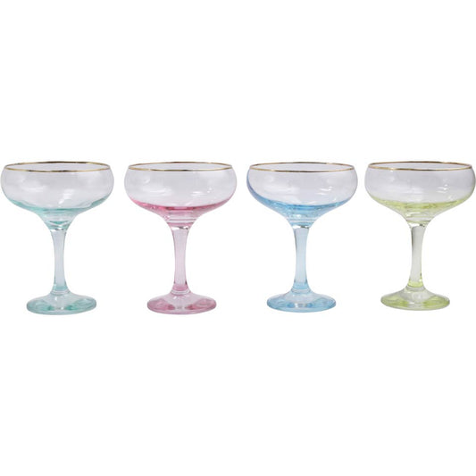 Assorted Coupe Champagne Glasses - Set of 4