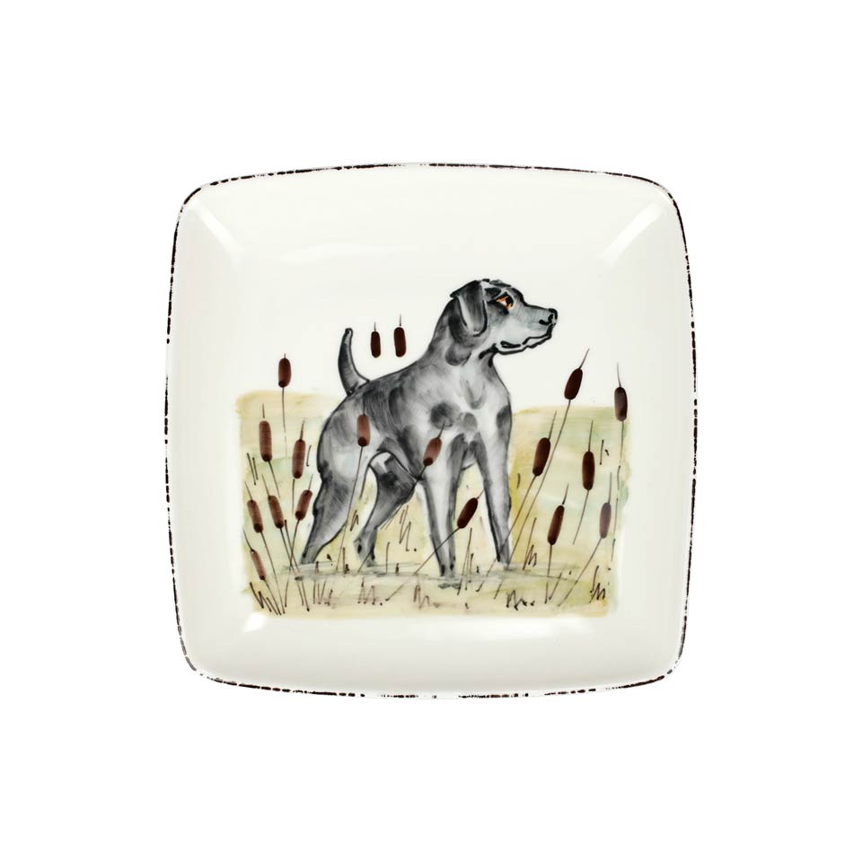 Black Hunting Dog Square Platter