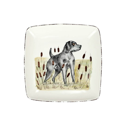Black Hunting Dog Square Platter