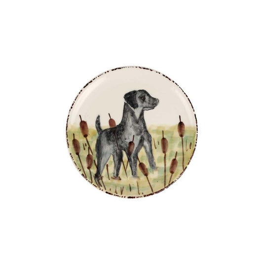 Black Hunting Dog Canape Plate