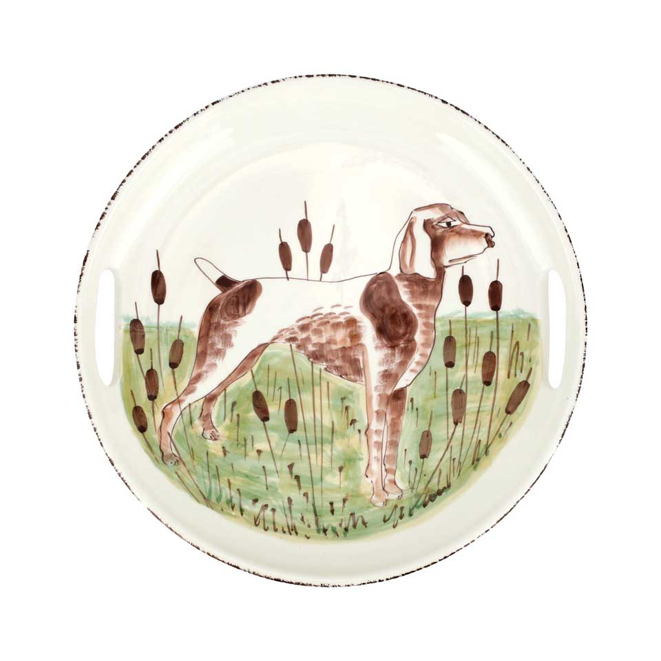 Spaniel Handled Round Tray