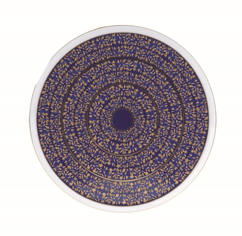 Blue round cake platter