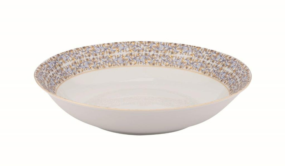 White deep round platter