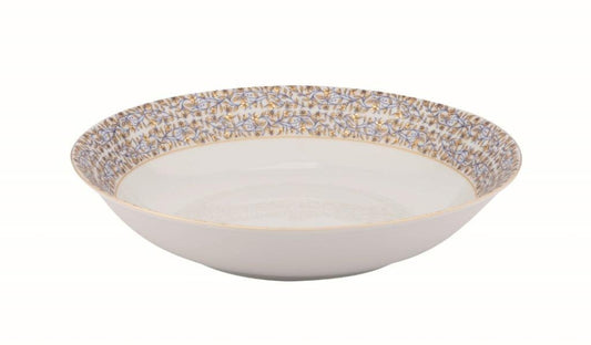 White deep round platter