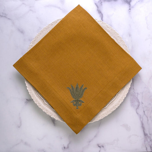 Villa Floret, Camel (Green) Large Napkin