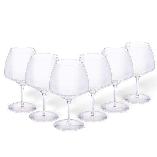 Set/6 Burgundy glasses, Clear