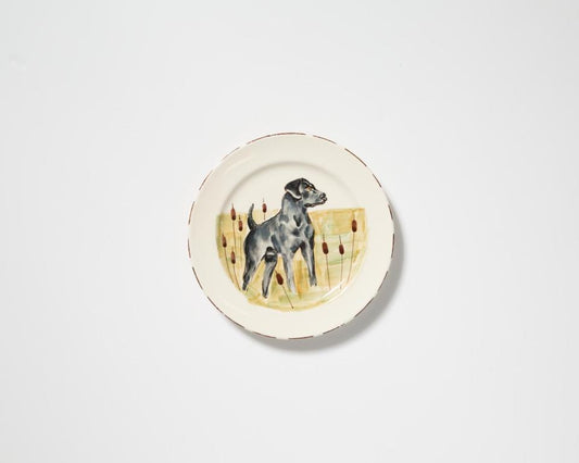Black Hunting Dog Dinner Plate