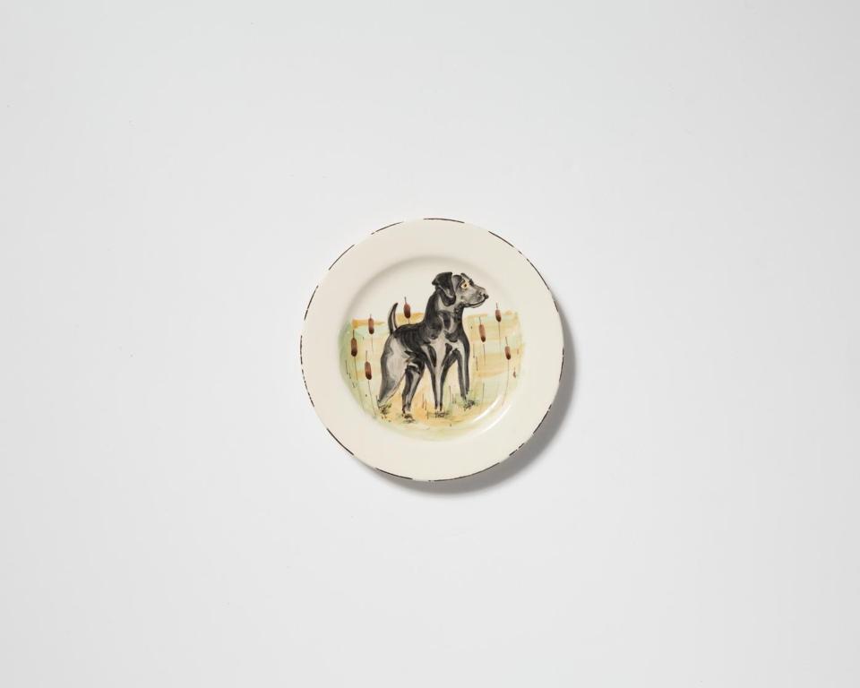Black Hunting Dog Salad Plate
