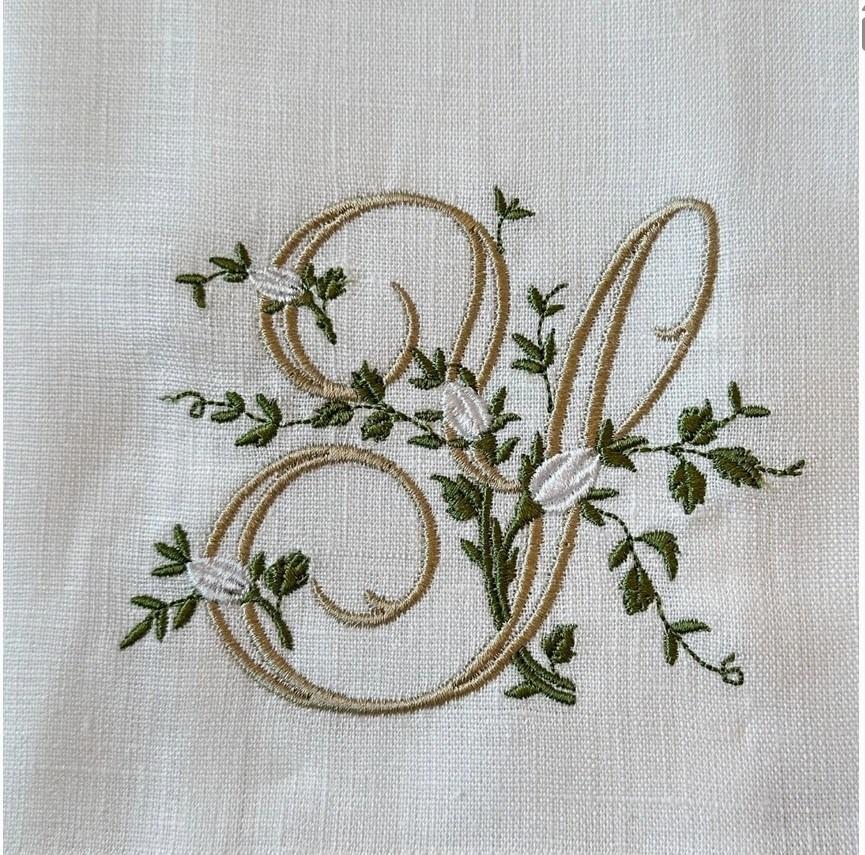 Towel, Floral Monogram Y, White (Cream Multi)