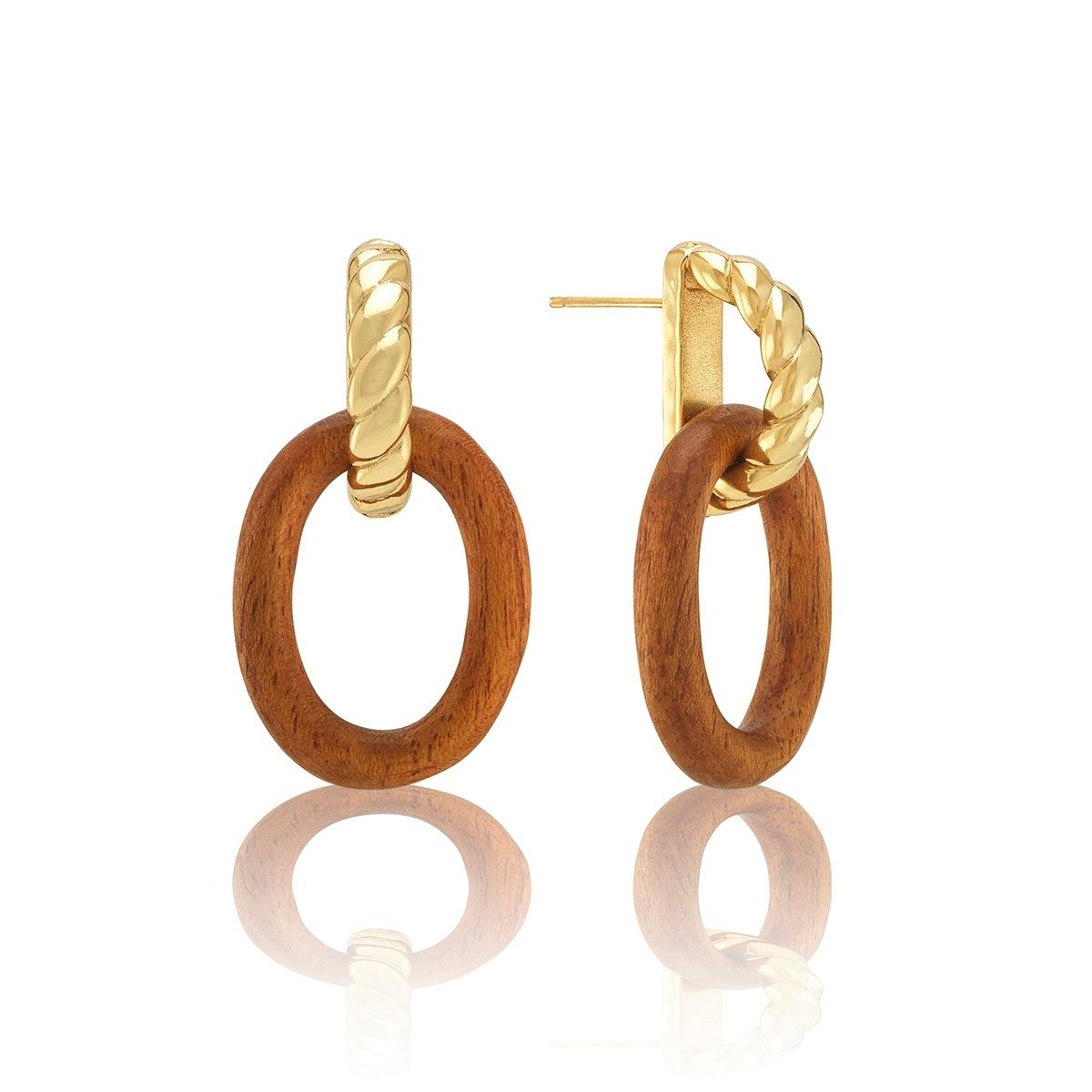 Link Drop Earrings - Teak