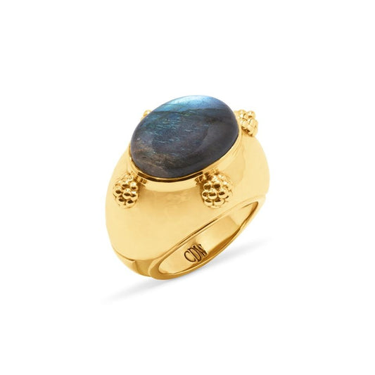Oval Ring, Size 8 - Gold/Blue Labradorite