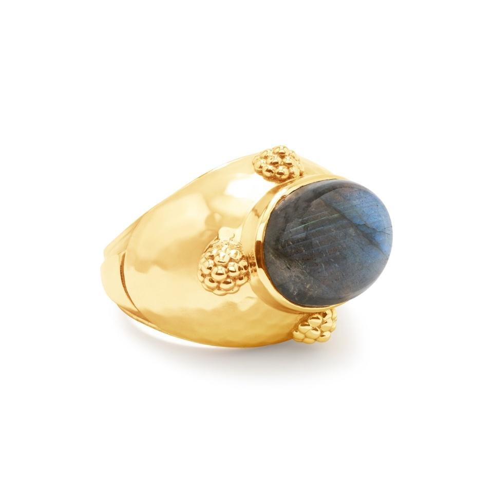 Oval Ring, Size 7 - Gold/Blue Labradorite