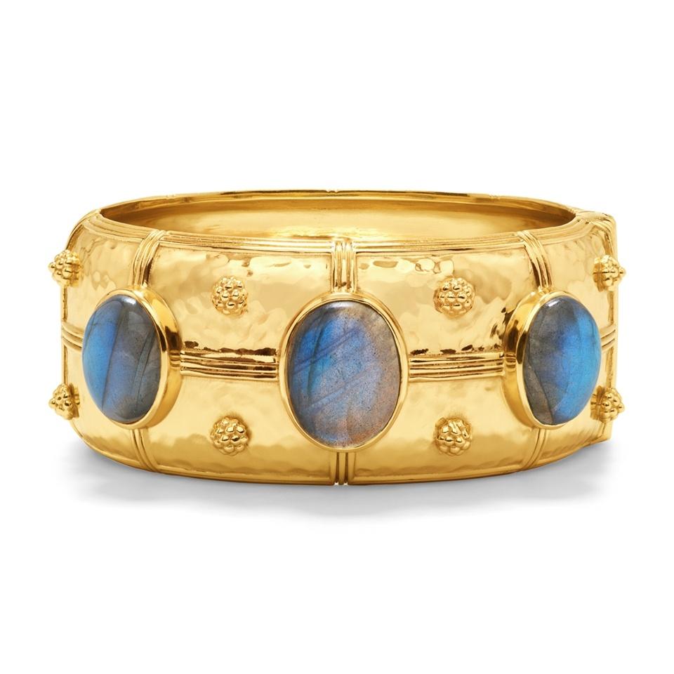 Grande Hinged Bangle - Gold/Blue Labradorite