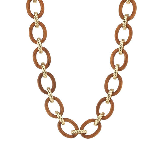 Link Necklace, 17"+2" - Teak