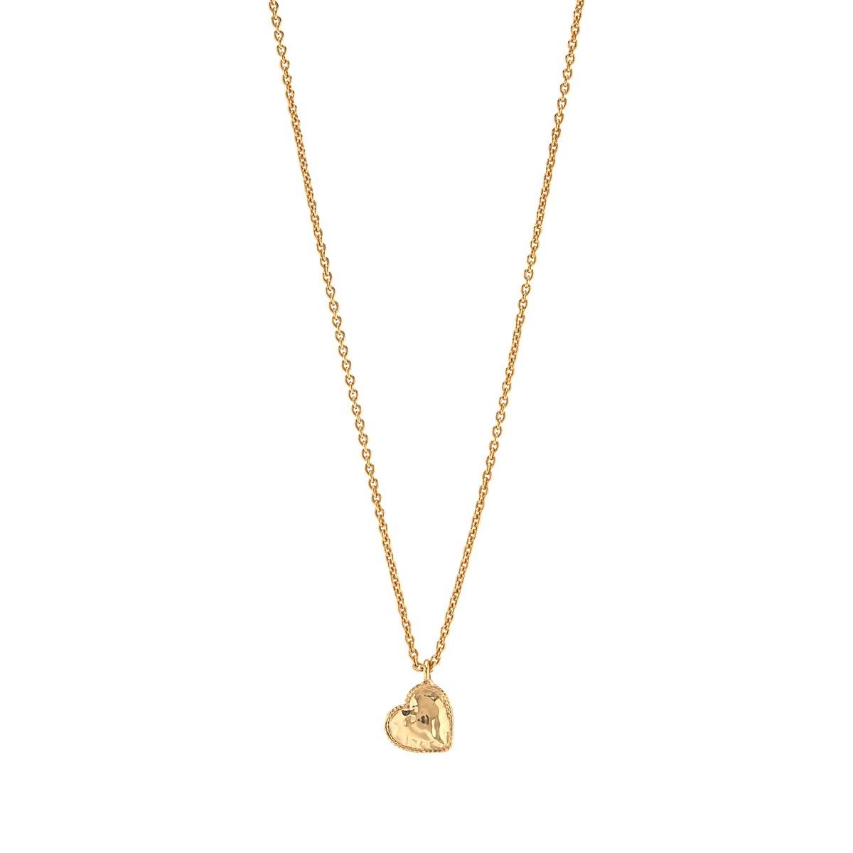 Heart Charm Necklace, 16"+2" - Gold